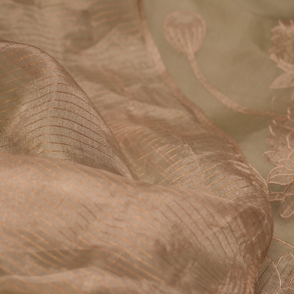 Pure Silk Organza Saree with Striped Tissue Applique