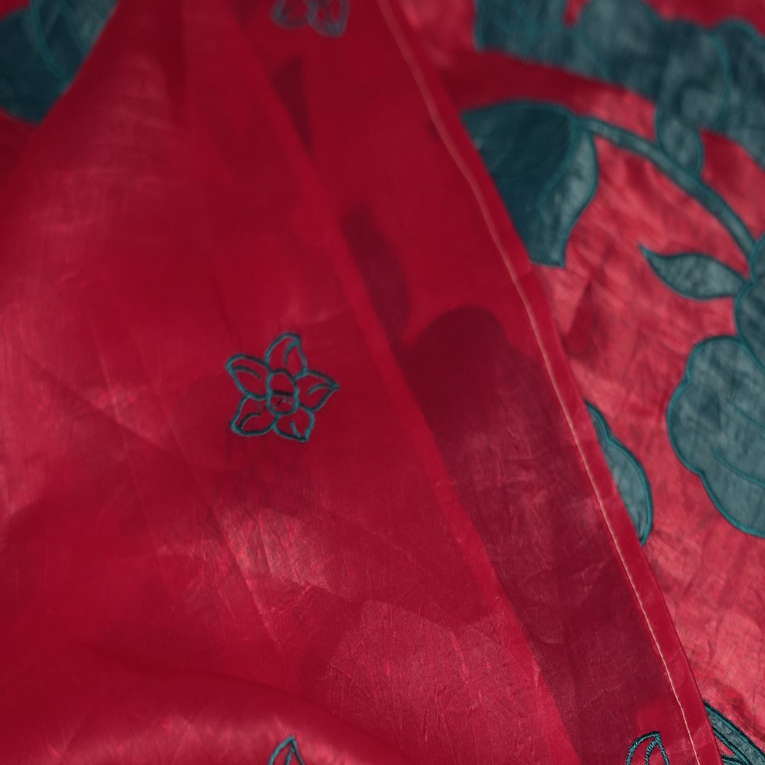 Silky Organza saree with Applique