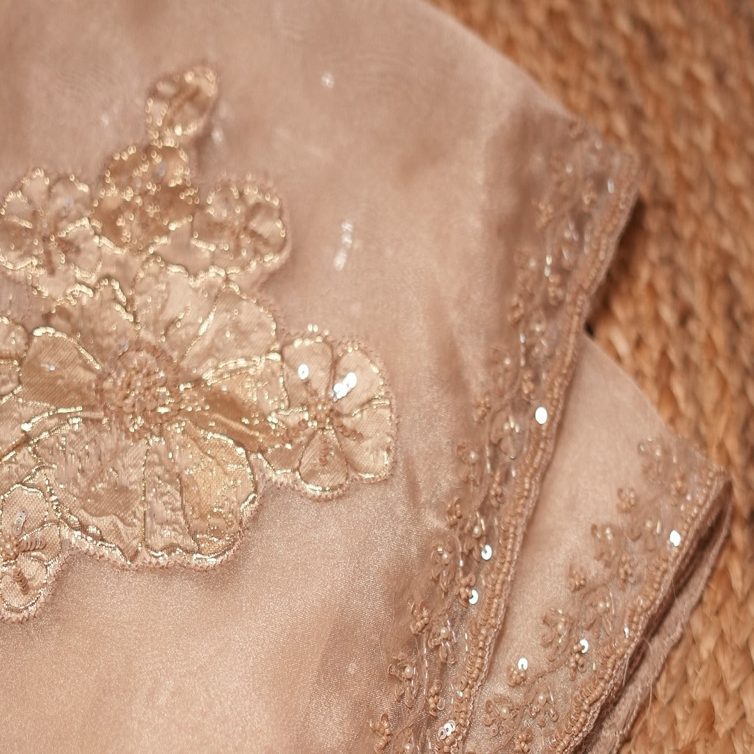 Organza Tissue Silk with Turkish Organza Applique