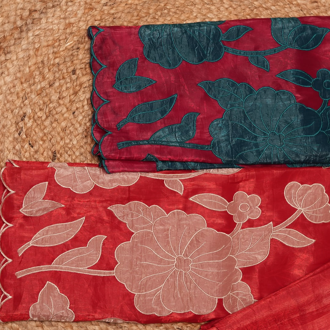 Silky Organza saree with Applique