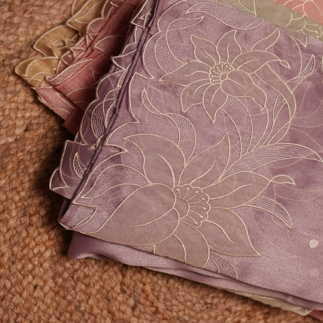 Tissue Zari Silk Saree with full body bhuttas and applique border