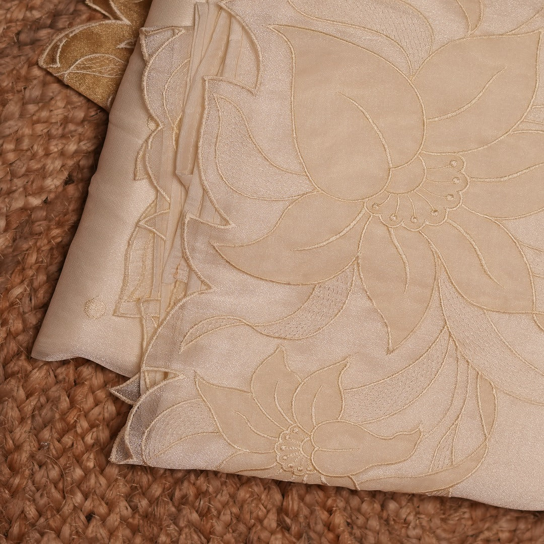 Tissue Zari Silk Saree with full body bhuttas and applique border