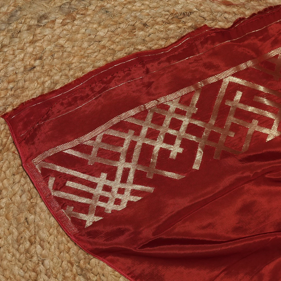 Red Pure Crepe Silk Saree