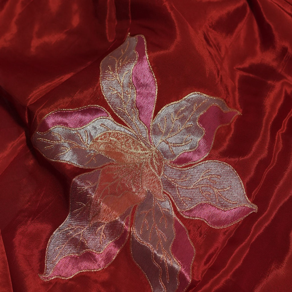 Red Pure Crepe Silk Saree