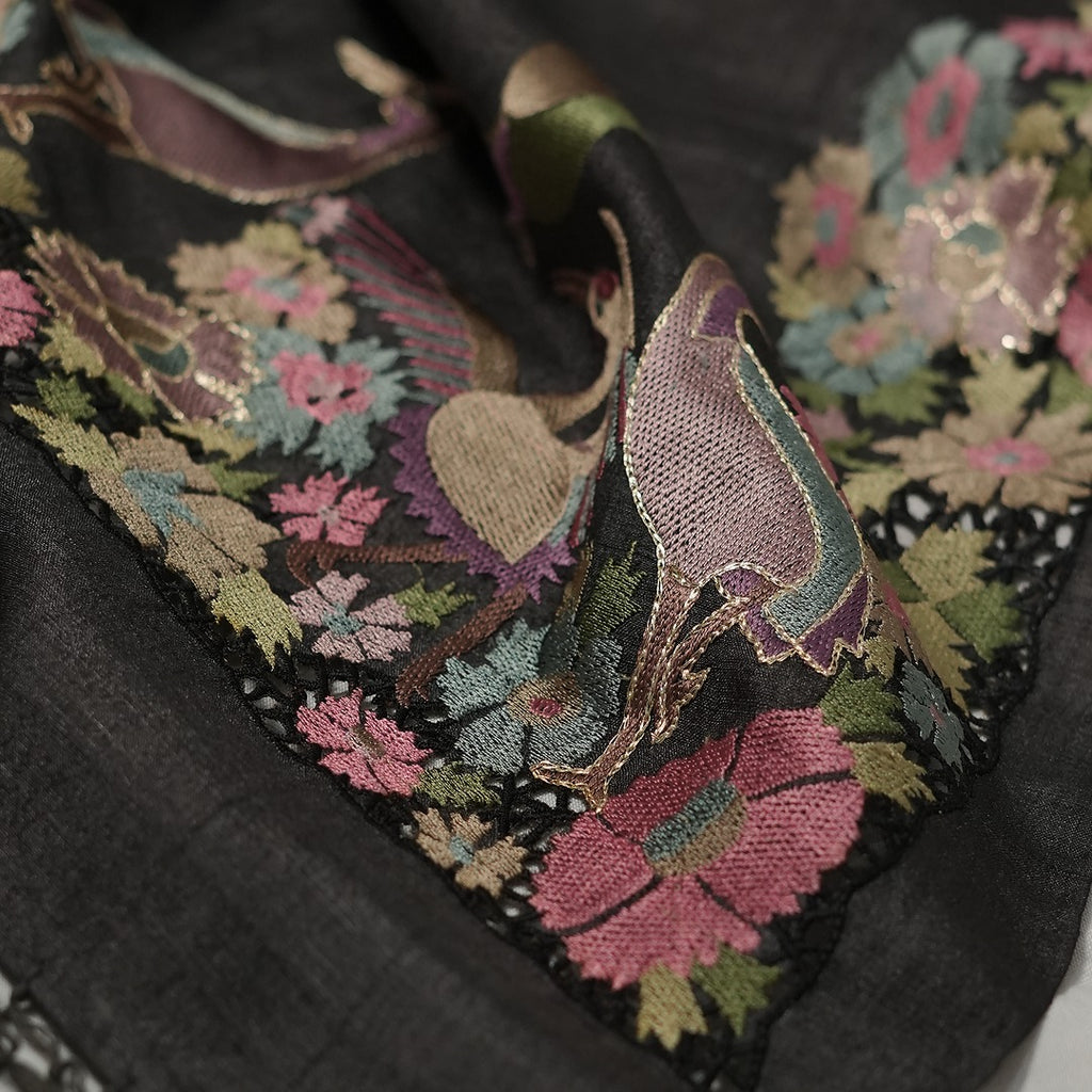 Pure Tusser Silk Saree with Embroidery Border