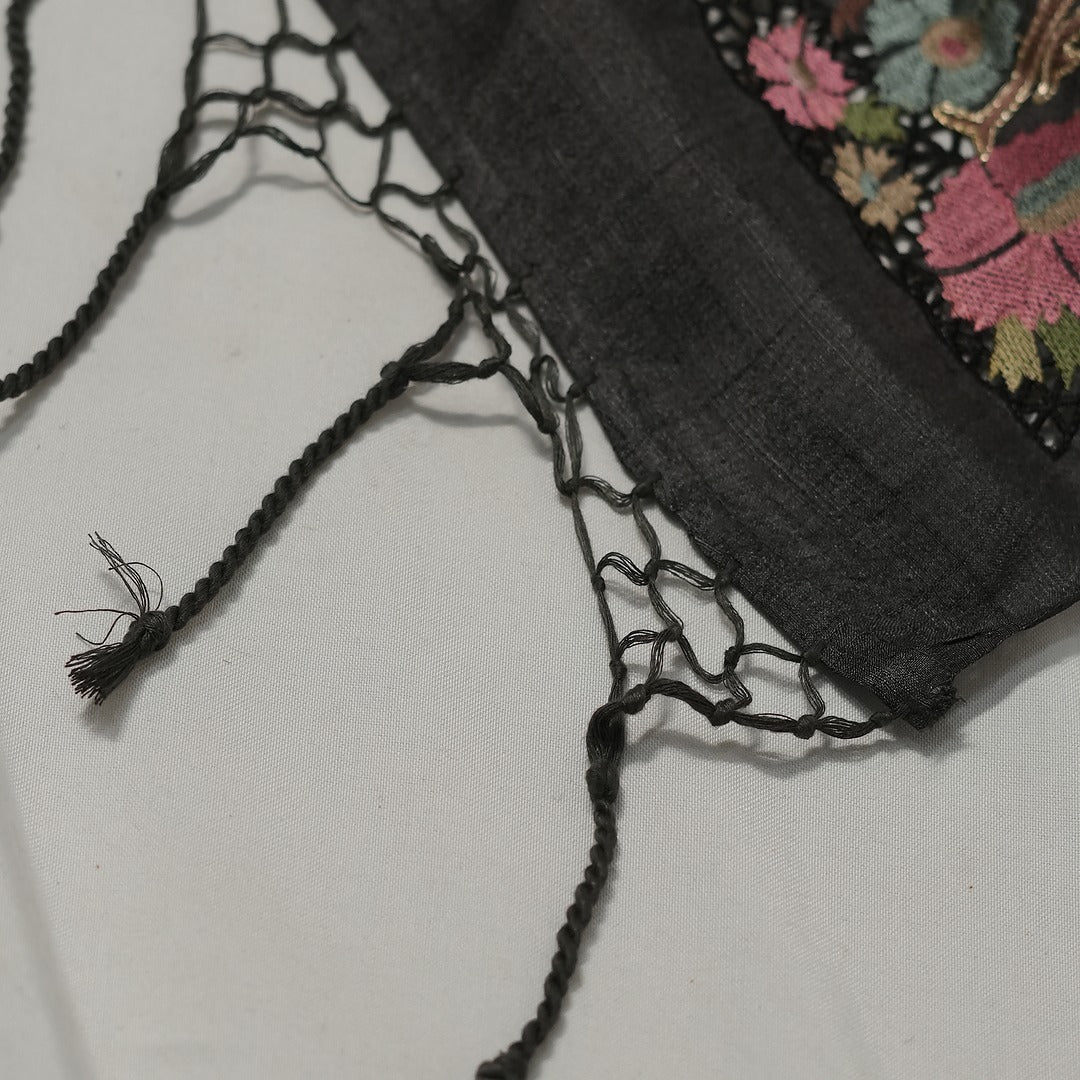 Pure Tusser Silk Saree with Embroidery Border
