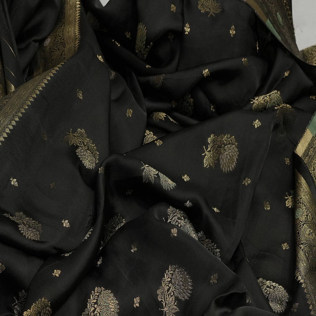 Pure Banarasi Black Soft Silk Saree