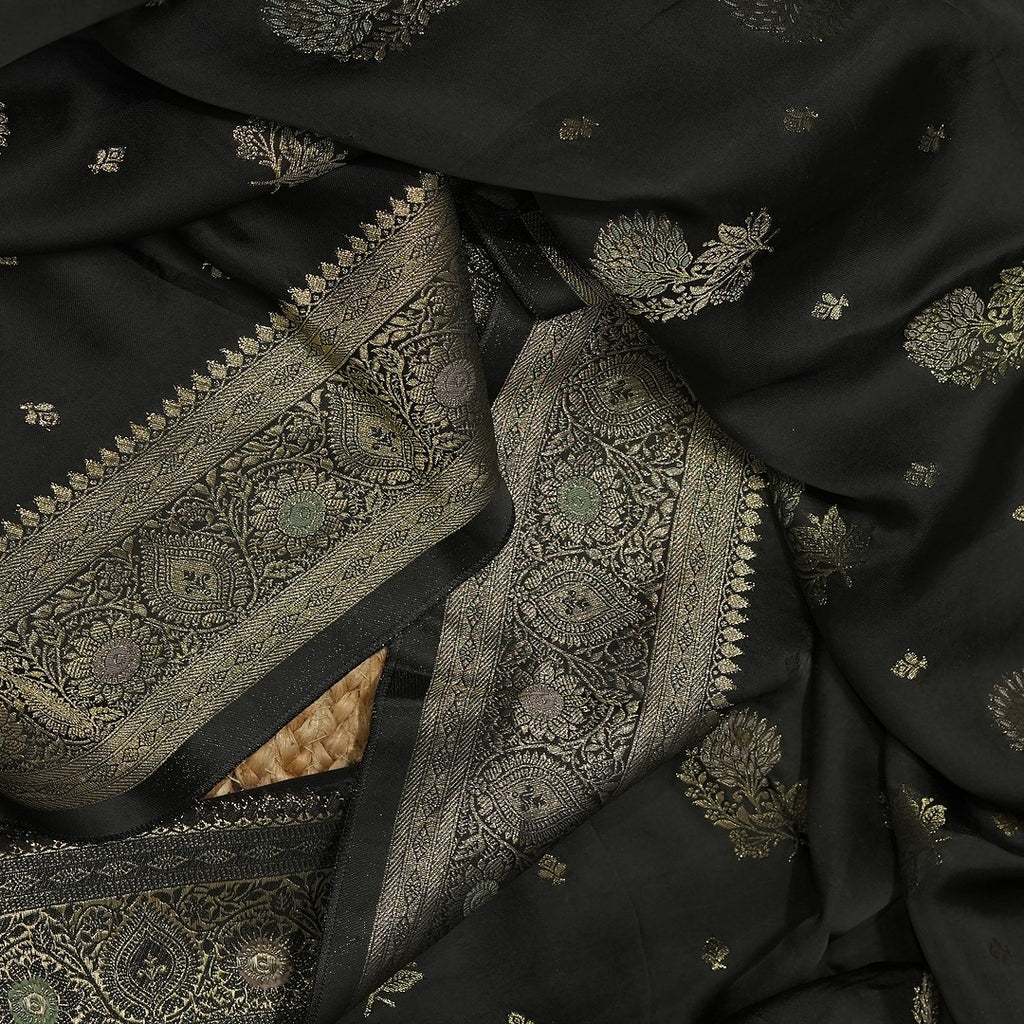 Pure Banarasi Black Soft Silk Saree