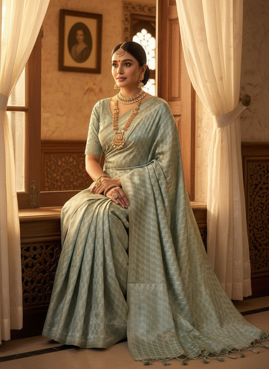 Semi Tussar Digital Print Saree